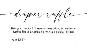 MADDIE DIAPER RAFFLE CARD 3.5X2": MADDIE PINK BABY SHOWER GAME BUNDLE