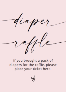 MADDIE PINK DIAPER RAFFLE SIGN 5X7": MADDIE PINK BABY SHOWER GAME BUNDLE