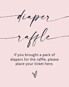 MADDIE PINK DIAPER RAFFLE SIGN 8X10": MADDIE PINK BABY SHOWER GAME BUNDLE