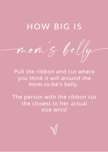 MADDIE PINK HOW BIG IS MOM'S BELLY 5X7": MADDIE PINK BABY SHOWER GAME BUNDLE