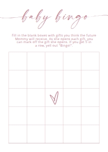 MADDIE PINK BABY BINGO 5X7": MADDIE PINK BABY SHOWER GAME BUNDLE