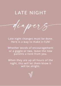 MADDIE PINK LATE NIGHT DIAPERS SIGN 5X7": MADDIE PINK BABY SHOWER GAME BUNDLE