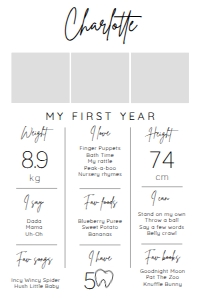 BSIG MY FIRST YEAR MILESTONES 12x18: BSIG FIRST YEAR MILESTONES 18X24, 20X30, 24X36