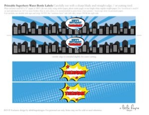 Superhero Water Bottle Labels design preview