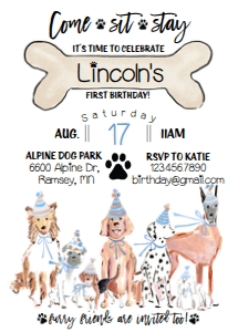 Puppy Birthday Invite (Blue & Brown) design preview