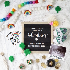 St Patrick's Day Rainbow Pregnancy Announcement (Gold Adventures) design preview