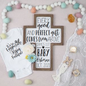 Easter Christian Pregnancy Announcement (James 1:17, We're Eggspecting): Easter Christian Pregnancy Announcement (James 1:17, We're Eggspecting)