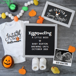 Easter Halloween Pregnancy Announcement design preview