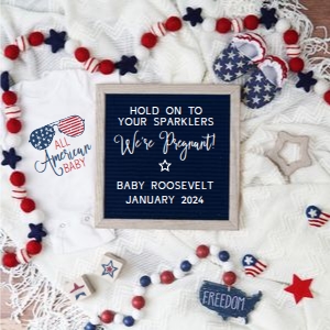 Patriotic Pregnancy Announcement (We're Pregnant, American Baby): Patriotic Pregnancy Announcement (We're Pregnant, American Baby)