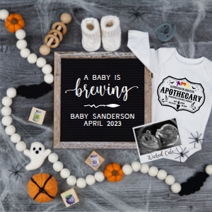 (Sonogram) Halloween Pregnancy Announcement (Brewing Baby, Apothecary): Halloween Pregnancy Announcement (Brewing Baby, Apothecary)