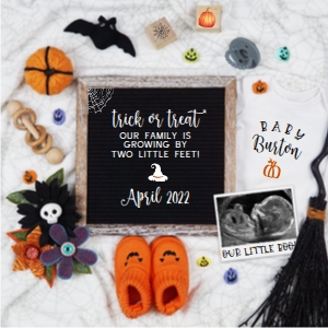 Halloween Pregnancy Announcement (Trick or Treat, Personalized Onesie) design preview