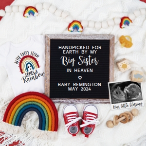 Traditional Rainbow Baby Pregnancy Announcement (Handpicked, After Every Storm) design preview