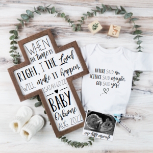 (Sonogram) Isaiah 60:22 IVF Greenery Pregnancy Announcement (Nature, Science, God): Isaiah 60:22 IVF Greenery Pregnancy Announcement (Nature, Science, God)