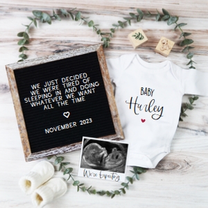 Eucalyptus Heart Pregnancy Announcement (Tired of Sleeping In) design preview