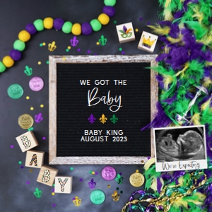 Mardi Gras Boa Pregnancy Announcement (Got the Baby) design preview