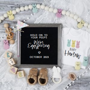 Boho Peeps Easter Pregnancy Announcement (Eggspecting): Boho Peeps Easter Pregnancy Announcement (Eggspecting)