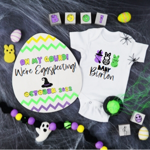 Neon Egg Easter Halloween Pregnancy Announcement 2 (We're Eggspecting): Neon Egg Easter Halloween Pregnancy Announcement 2 (We're Eggspecting)