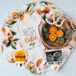 Tangerine Pregnancy Announcement 3 (Meet Our Cutie) design preview