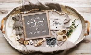 (Sonogram) Boho Bassinet Pregnancy Announcement (Bearly Wait): Boho Bassinet Pregnancy Announcement (Bearly Wait)