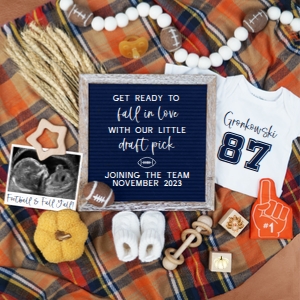 (Sonogram) Fall Football Pregnancy Announcement (Fall in Love): Fall Football Pregnancy Announcement (Fall in Love)