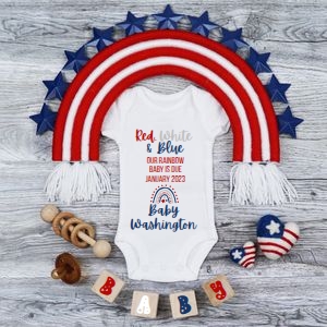 Rainbow Patriotic Pregnancy Announcement design preview