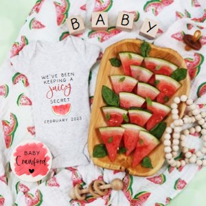 Boho Watermelon Pregnancy Announcement (Juicy Secret): Boho Watermelon Pregnancy Announcement (Juicy Secret)