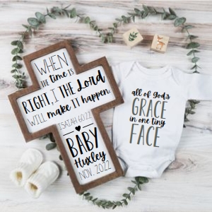 Isaiah 60:22 Greenery Pregnancy Announcement (God's Grace): Isaiah 60:22 Greenery Pregnancy Announcement (God's Grace)