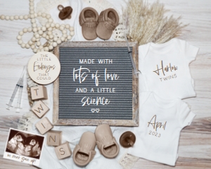 Neutral Browns IVF Twins Pregnancy Announcement (Love & Science) design preview