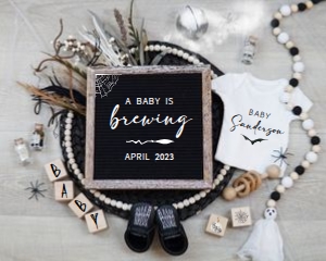 Boho Floral Halloween Pregnancy Announcement (Baby Brewing): Boho Floral Halloween Pregnancy Announcement (Baby Brewing)