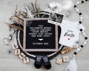 Boho Floral Halloween Pregnancy Announcement (This Halloween) design preview
