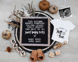 Boho Floral Spooky Fall Pregnancy Announcement (Autumn Favorites) design preview