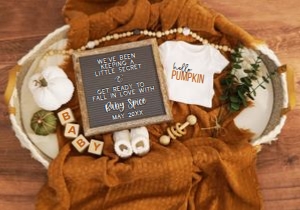 Boho Autumn Bassinet Pregnancy Announcement (Secret) design preview