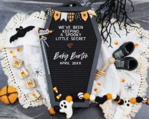 Candy Corn Coffin LB Halloween Pregnancy Announcement (Sweet Secret): Candy Corn Coffin LB Halloween Pregnancy Announcement (Sweet Secret)