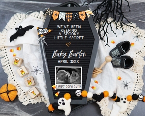 (Sonogram) Candy Corn Coffin LB Halloween Pregnancy Announcement (Sweet Secret): Candy Corn Coffin LB Halloween Pregnancy Announcement (Sweet Secret)
