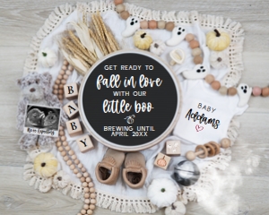 White Pumpkin Halloween Pregnancy Announcement (Fall in Love) design preview
