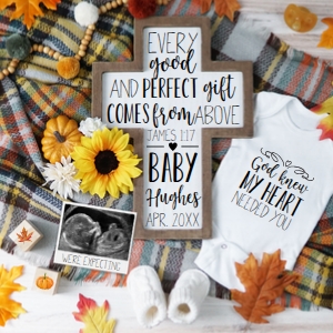 James 1:17 Fall Christian Pregnancy Announcement design preview