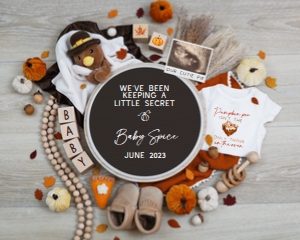 Boho Thanksgiving Circle Letterboard Pregnancy Announcement (Secret) design preview