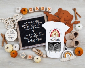 (Sonogram) Boho Elephant Pumpkins Rainbow Pregnancy Announcement (No One): Boho Elephant Pumpkins Rainbow Pregnancy Announcement (No One)