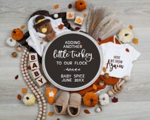 Boho Thanksgiving Circle Letterboard Pregnancy Announcement (Grow Again) design preview