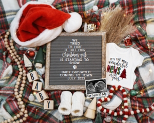 Rustic Boho Christmas Plaid Pregnancy Announcement (Christmas Gift) design preview