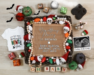 Goth Christmas Pregnancy Announcement (Merry is Brewing) design preview