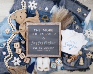 Boy Plaid Christmas Pregnancy Announcement (More the Merrier): Boy Plaid Christmas Pregnancy Announcement (More the Merrier)