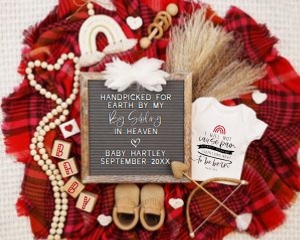 Valentines Day Rainbow Red & Pink Plaid Blanket Pregnancy Announcement (Handpicked By): Valentines Day Rainbow Red & Pink Plaid Blanket Pregnancy Announcement (Handpicked By)