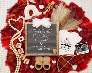 (Sonogram) Valentines Day Rainbow Red & Pink Plaid Blanket Pregnancy Announcement (Handpicked By): Valentines Day Rainbow Red & Pink Plaid Blanket Pregnancy Announcement (Handpicked By)