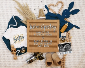 (Sonogram) Boho New Years Eve Boy Pregnancy Announcement (Little Brother): Boho New Years Eve Boy Pregnancy Announcement (Little Brother)