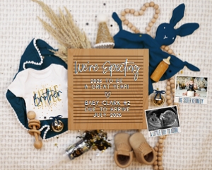 (Landscape Pic + Sonogram) Boho New Years Eve Boy Pregnancy Announcement (Little Brother): Boho New Years Eve Boy Pregnancy Announcement (Little Brother)