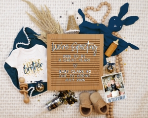 (Portrait Pic) Boho New Years Eve Boy Pregnancy Announcement (Little Brother): Boho New Years Eve Boy Pregnancy Announcement (Little Brother)