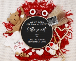 Valentines Day Circle LB Pregnancy Announcement (Sweet Secret) design preview