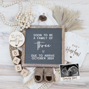 Neutral Browns Pregnancy Announcement (Family of Three) design preview