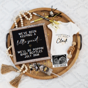 (Sonogram) Boho Tray New Years Eve Pregnancy Announcement 10 (Secret): Boho Tray New Years Eve Pregnancy Announcement 10 (Secret)